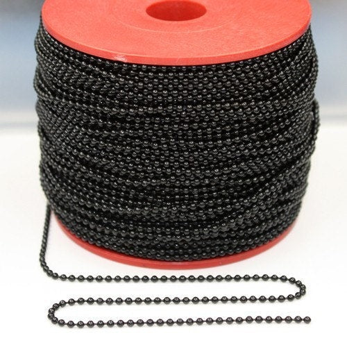 10 feet Black ball chain - 2.0mm ball size - with FREE Connector (10 pcs - Insert)