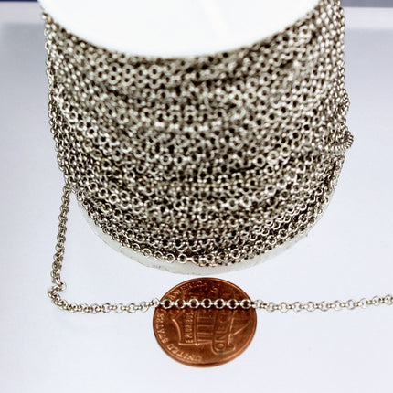 Special Sale 32 feet of Gunmetal finished Rolo Cable Chain 2.0mm 2mm - Unsoldered Links - 20ROLO
