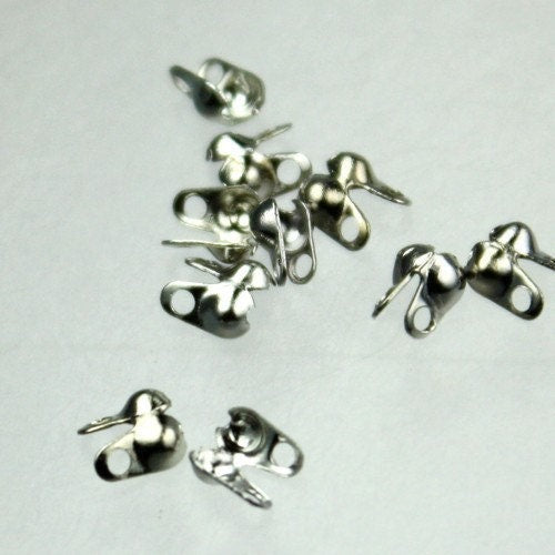 100pcs of Antique Silver finished ball chain connector for 1.5mm and 1.2mm chain - Crimp Type