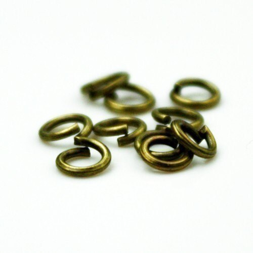 4mm Jump Rings, 500 Antique Brass Jump Rings / Bronze Open 4x0.7mm 21 Gauge 21G   Link Connector Open Jump Rings - 7x4mm
