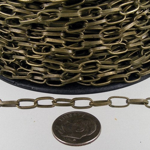 5 ft. of Antique Brass Finished Drawn Cable Chain - 9x4.5mm Unsoldered Link- 9045DR