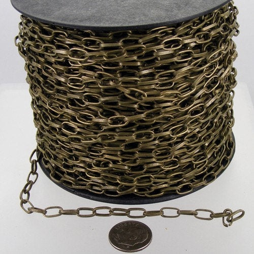 5 ft. of Antique Brass Finished Drawn Cable Chain - 9x4.5mm Unsoldered Link- 9045DR
