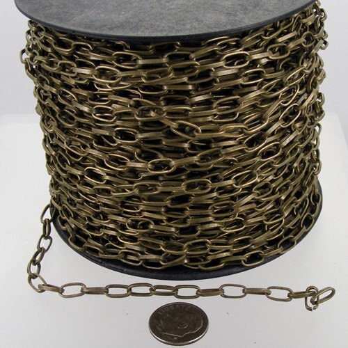 32 ft. of Antique Brass Finished Drawn Cable Chain - 9x4.5mm Unsoldered Link- 9045DR