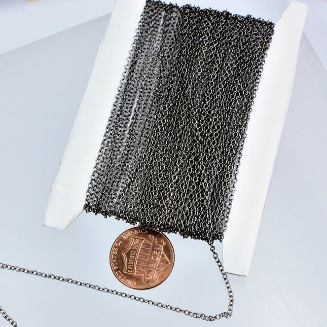 Gunmetal Chain Bulk Chain, 10 ft of Tiny Round SOLDERED Chain Cable Chain 2.0x1.4mm-  SOLDERED Necklace Wholesale Chain Bulk Chain  - 2014S