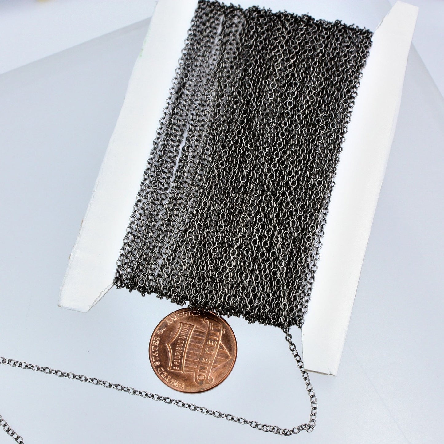 Dainty Delicate Lot 300 feet spool of Gunmetal Chain Bulk Chain - 2.0x1.4mm Tiny Round SOLDERED Cable Chain Necklace Chain Bulk  - 2014S