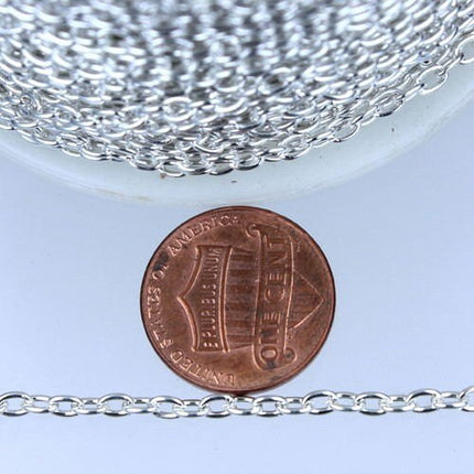 32 ft of Silver Plated Cable Chain - 3.8x2.7mm unsoldered link - 3827CA
