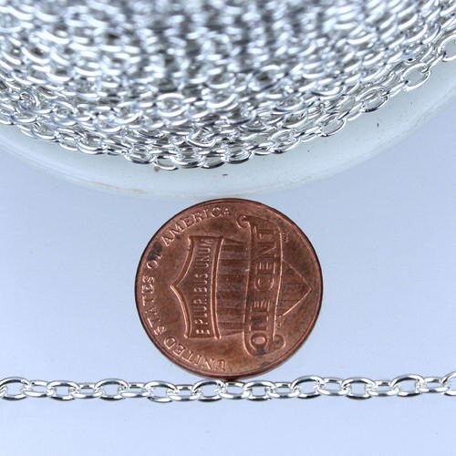 32 ft of Silver Plated Cable Chain - 3.8x2.7mm unsoldered link - 3827CA