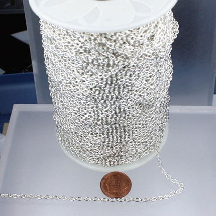 32 ft of Silver Plated Cable Chain - 3.8x2.7mm unsoldered link - 3827CA