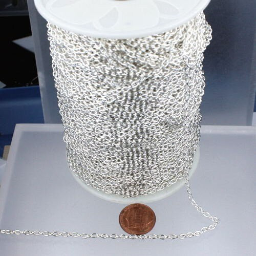 32 ft of Silver Plated Cable Chain - 3.8x2.7mm unsoldered link - 3827CA