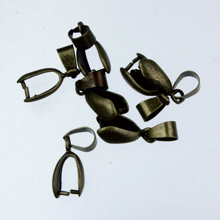 20 pcs of Antique Brass Plated on Brass Pinch Ice Pick Bails Pendant Clasp - 19mm