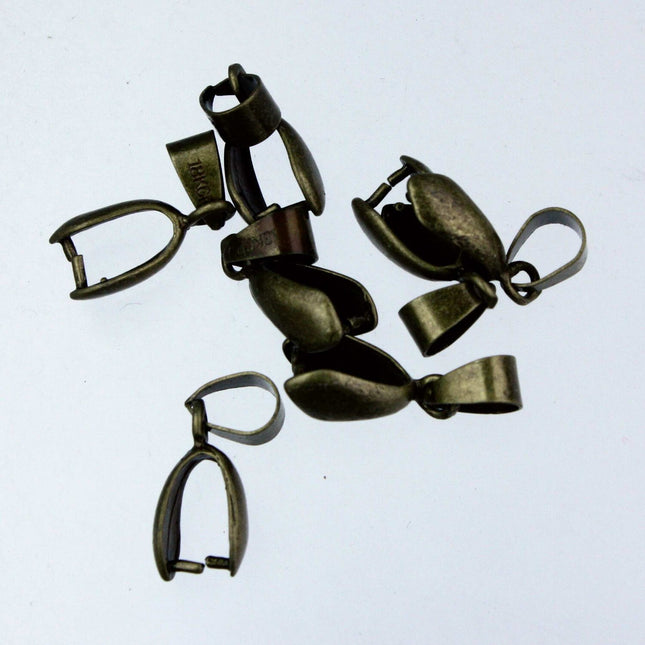 20 pcs of Antique Brass Plated on Brass Pinch Ice Pick Bails Pendant Clasp - 19mm