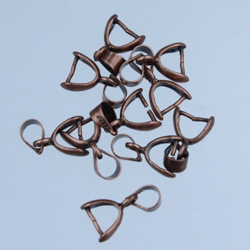 20 pcs of Antique Copper Plated on Brass Pinch Ice Pick Bails Pendant Clasp - 15mm