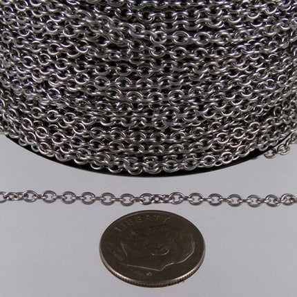 10 feet Stainless Steel Small Cable Chain SOLDERED Small Cable Chain - 3x2.2mm SOLDERED - Bulk Chain Necklace Wholesale DIY Jewelry Chain