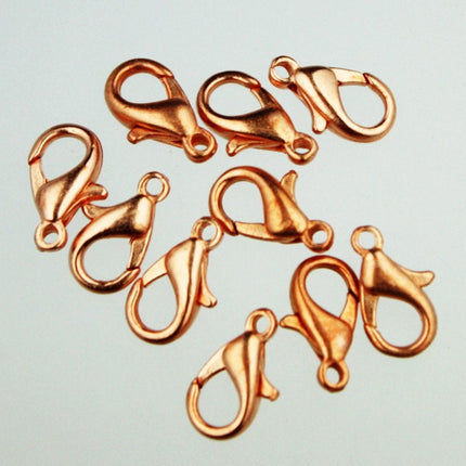 100 Copper Lobster Clasp - 12mm 12x7mm Bright Copper Parrot Clasps Lobster Claw Clasp - LOB12B