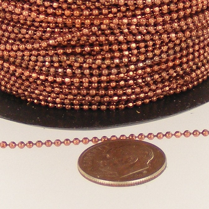 32 ft. of Antique copper finished brass Facet ball chain - 1.5mm ball size - 15DC