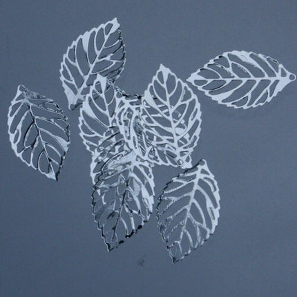 2/10/20/50/100 pcs of Sterling Silver Plated Finished Leaf Dangle Pendant Drop -  23.5x13.5mm