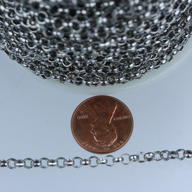 Gunmetal Rolo Chain bulk, 12 ft of Rolo Cable Chain 4.7mm - Unsoldered Links -   Wholesale - 47ROLO