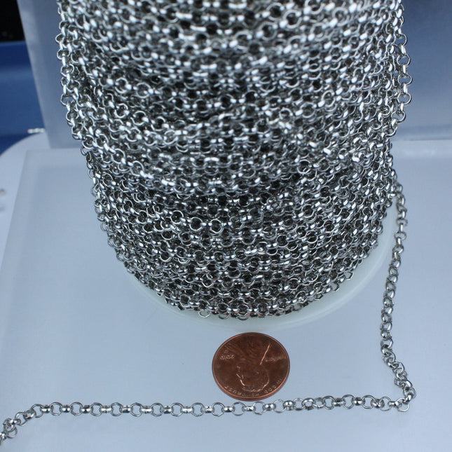 Gunmetal Rolo Chain bulk, 12 ft of Rolo Cable Chain 4.7mm - Unsoldered Links -   Wholesale - 47ROLO