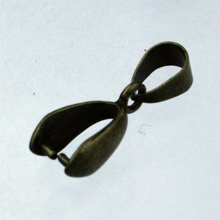 20 pcs of Antique Brass Plated on Brass Pinch Ice Pick Bails Pendant Clasp - 15mm