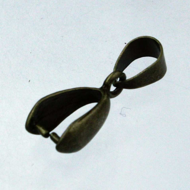 20 pcs of Antique Brass Plated on Brass Pinch Ice Pick Bails Pendant Clasp - 15mm