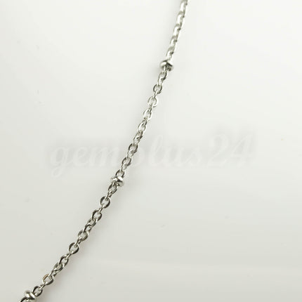 3 Ft Stainless Steel Satellite Chain - Ball Beaded Solder Flat Cable Chain - 2.4x1.7mm Flat Link - Bulk Wholesale Necklace - ST2417FSAT