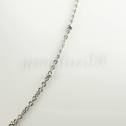 100 Ft Stainless Steel Satellite Chain - Ball Beaded Solder Flat Cable Chain - 2.4x1.7mm Flat Link - Bulk Wholesale Necklace - ST2417FSAT