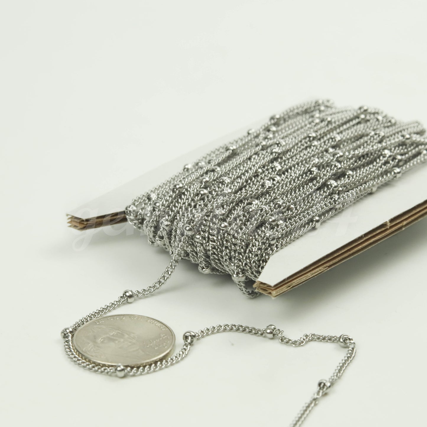 300 Ft Stainless Steel Satellite Curb Chain - Ball Beaded Solder Curb Chain - 1.8mm Curb 3.0mm Big Beads Link - Bulk Wholesale - STSat18