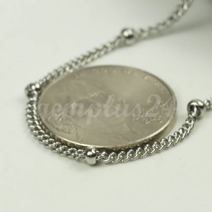 3 Ft Stainless Steel Satellite Curb Chain - Ball Beaded Solder Curb Chain - 1.8mm Curb 3.0mm Big Beads Link - Bulk Wholesale - STSat18