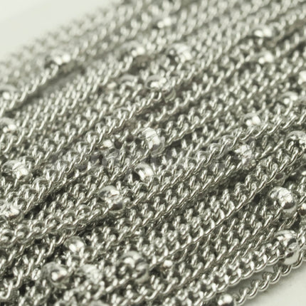 10 Ft Stainless Steel Satellite Curb Chain - Ball Beaded Solder Curb Chain - 1.8mm Curb 3.0mm Big Beads Link - Bulk Wholesale - STSat18