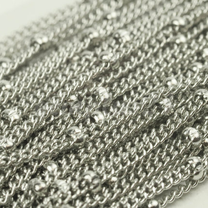 300 Ft Stainless Steel Satellite Curb Chain - Ball Beaded Solder Curb Chain - 1.8mm Curb 3.0mm Big Beads Link - Bulk Wholesale - STSat18