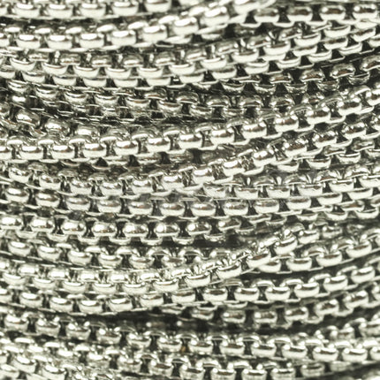 New 100 feet Stainless Steel 316L SQUARE ROLO Chain - 2.0mm  - Bulk Chain Necklace Wholesale DIY Jewelry Chain - STSQ20BL
