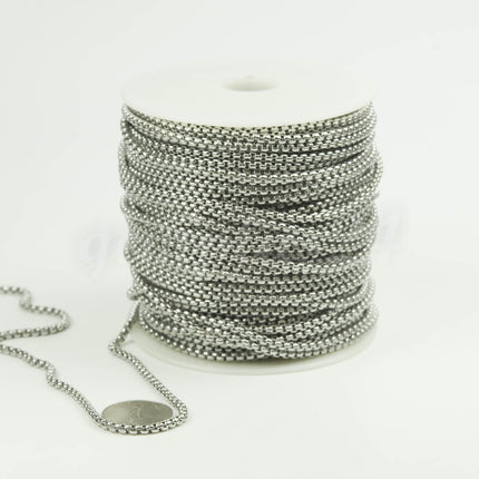 New 300 feet Stainless Steel 316L SQUARE ROLO Chain - 3.0mm 3mm  - Bulk Chain Necklace Wholesale DIY Jewelry Chain - STSQ30BL