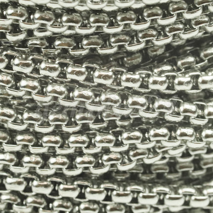 New 3 feet Stainless Steel 316L SQUARE ROLO Chain - 3.0mm 3mm  - Bulk Chain Necklace Wholesale DIY Jewelry Chain - STSQ30BL