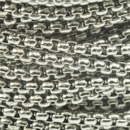 New 300 feet Stainless Steel 316L SQUARE ROLO Chain - 3.0mm 3mm  - Bulk Chain Necklace Wholesale DIY Jewelry Chain - STSQ30BL