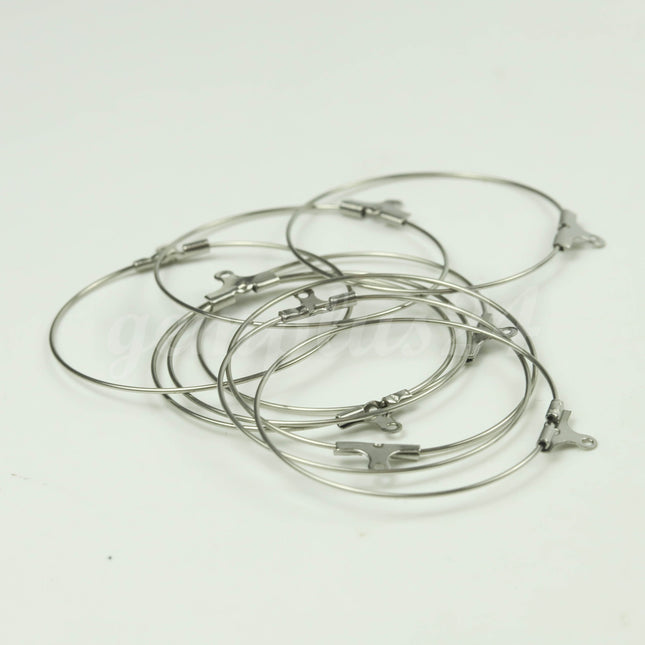 NEW 2/10/50/100 pcs - 35mm STAINLESS Steel 316L Beading Hoops Earwires Earrings