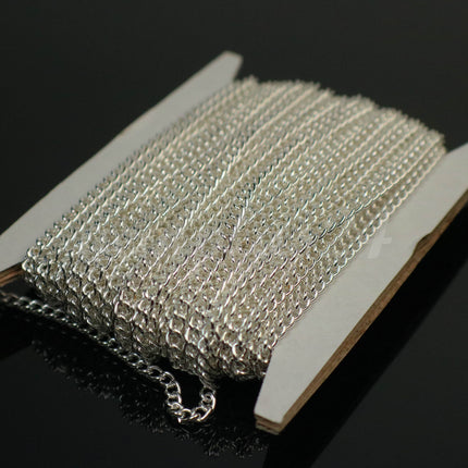 NEW 300 feet Sterling Silver Plated Curb Chain BIG Chunky Sturdy Curb Chain - 3.6mm width 1.0mm Wire Unsoldered - 36CURB