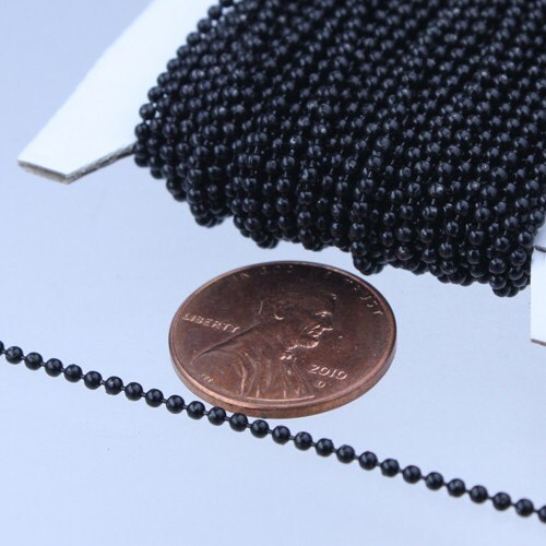 SALE Sale 100 ft. spool of Black finished brass ball chain - 1.5mm ball size with 100 pcs of connector (crimp) - 15BALL