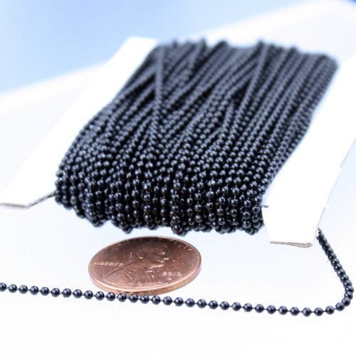 SALE Sale 100 ft. spool of Black finished brass ball chain - 1.5mm ball size with 10 pcs of connector (crimp) - 15BALL