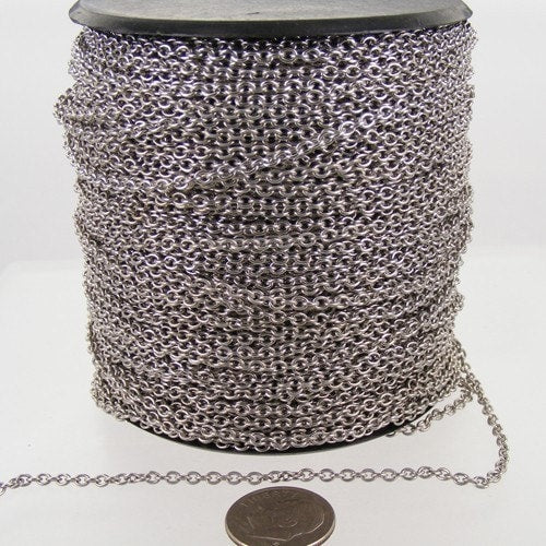 WHOLEsale Lot 300 feet Stainless Steel Small Cable Chain SOLDERED Small Cable Chain - 3x2.2mm SOLDERED - Bulk Chain Necklace Wholesale DIY