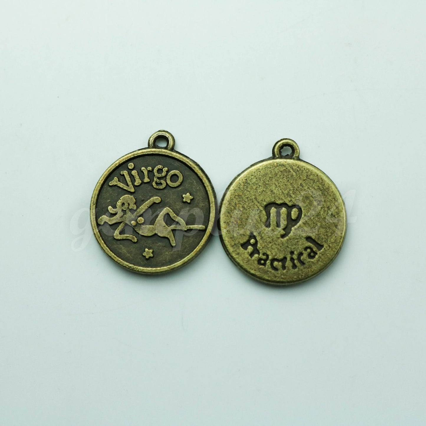 5 pcs of Zodiac Charm, Message Charm - Antique Brass - 28mm 3mm thickness 2.5mm Hole - Virgo - August 23 - September 22