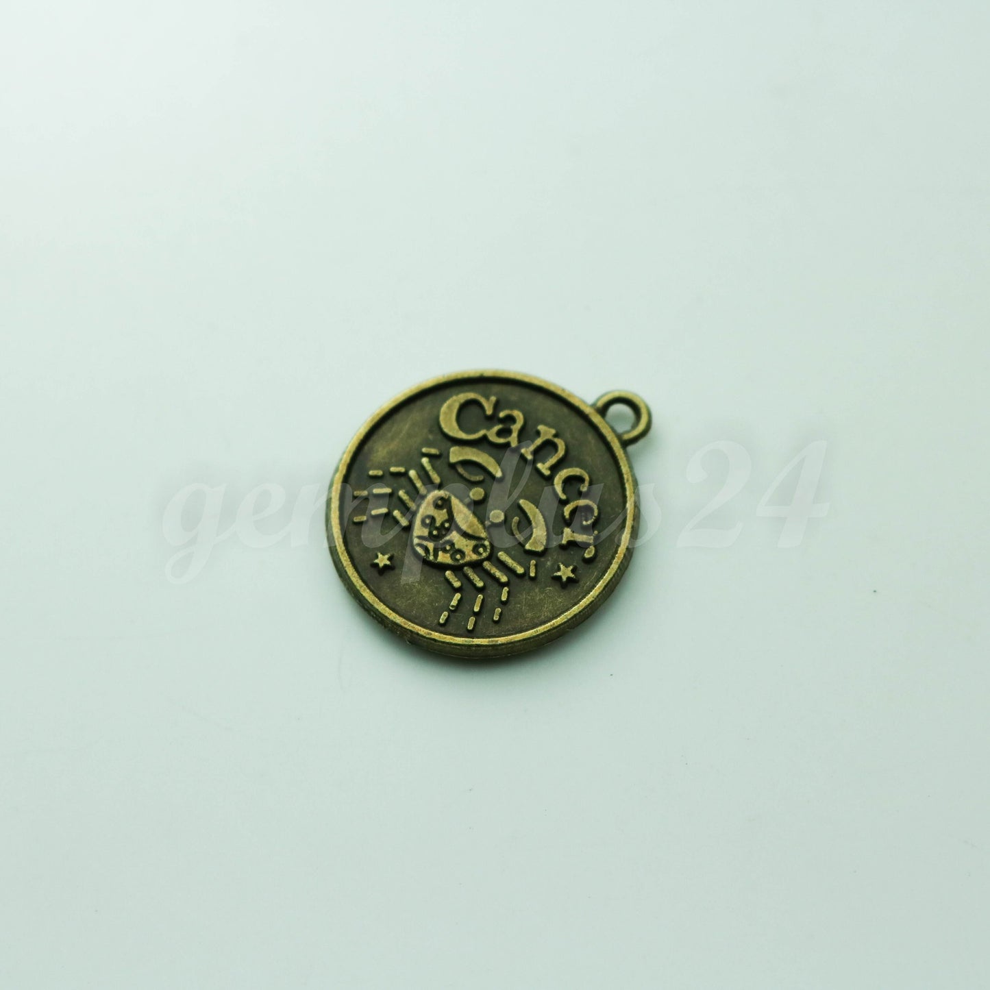 5 pcs of Zodiac Charm, Message Charm - Antique Brass - 28mm 3mm thickness 2.5mm Hole - Cancer - June 21 - July 22