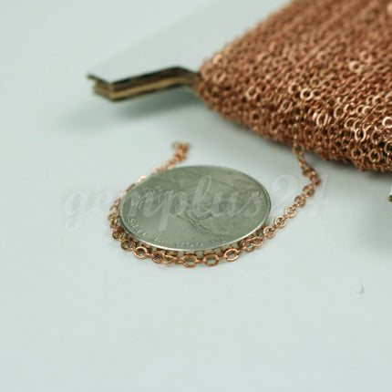 100 ft Dark Copper Chain - 2.4x1.7mm SOLDER Chain - Copper little Oval Flat Soldered Cable Chain - Bulk Dainty Delicate Chain  - 2417F