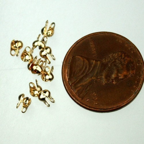 100pcs of Gold finished ball chain connector for 1.5mm chain - Crimp type - BALLCON15