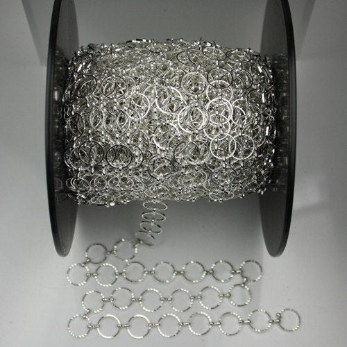 5ft of Silver plated brass circle quick links chain - 12mm (diamond cut)