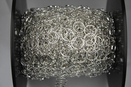 5ft of Silver plated brass circle quick links chain - 12mm (diamond cut)
