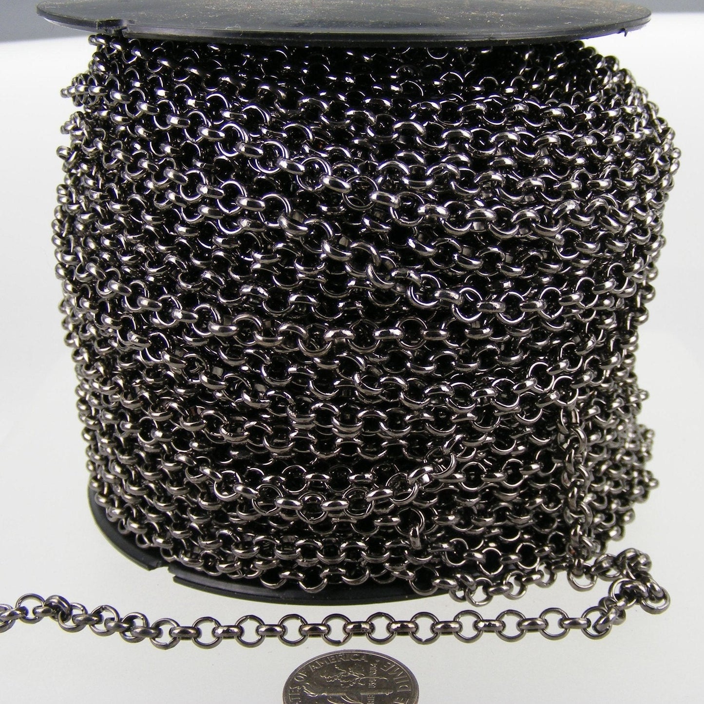 100 feet of Gunmetal Rolo Rollo Chain bulk, - 4.7mm - Unsoldered Links - Necklace Bracelet Wholesale Bulk Jewelry Chain  - 47ROLO