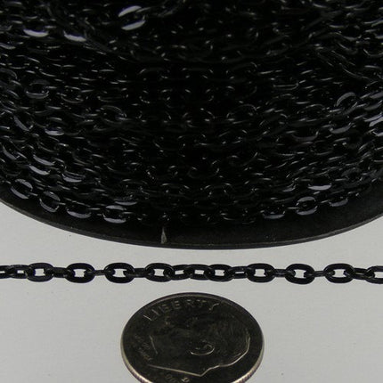 32 ft of Black Finished Flat Cable Chain - 4x3mm Unsoldered Link - 43F