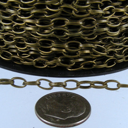5 ft. of Antique Brass Finished Drawn Cable Chain - 6.3x3.5mm Unsoldered Link - 6335DR