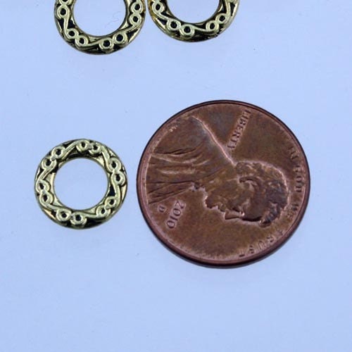 20 pcs of Antique Gold Finished fancy Jumpring Donut Ring Link 10mm round - Soldered Link 1.8mm thickness18mmLink