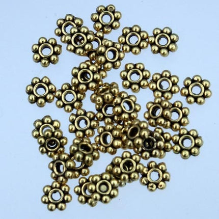 200 pcs - Antique Gold Finished Daisy Flower Spacer Beads - 5mm